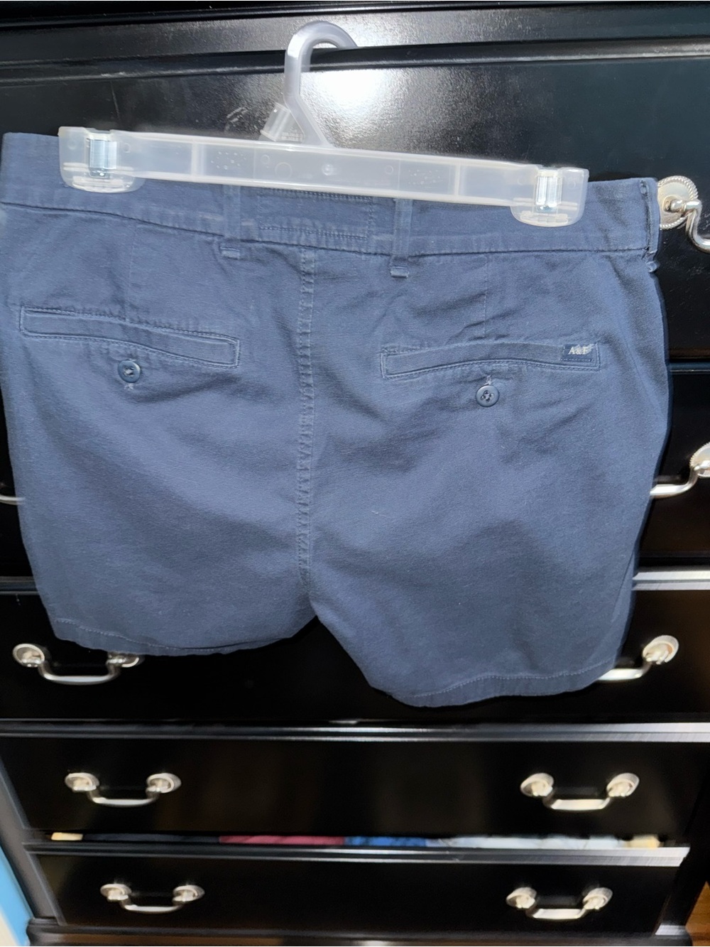 Abercrombie & Fitch Men's Navy Flat-Front Cotton Shorts Waist 30 - Picture 3 of 3